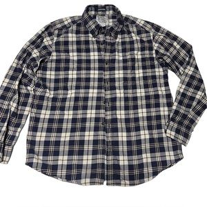 St John’s Bay Men’s Long Sleeve Button-down Brushed Flannel Plaid Shirt Size L